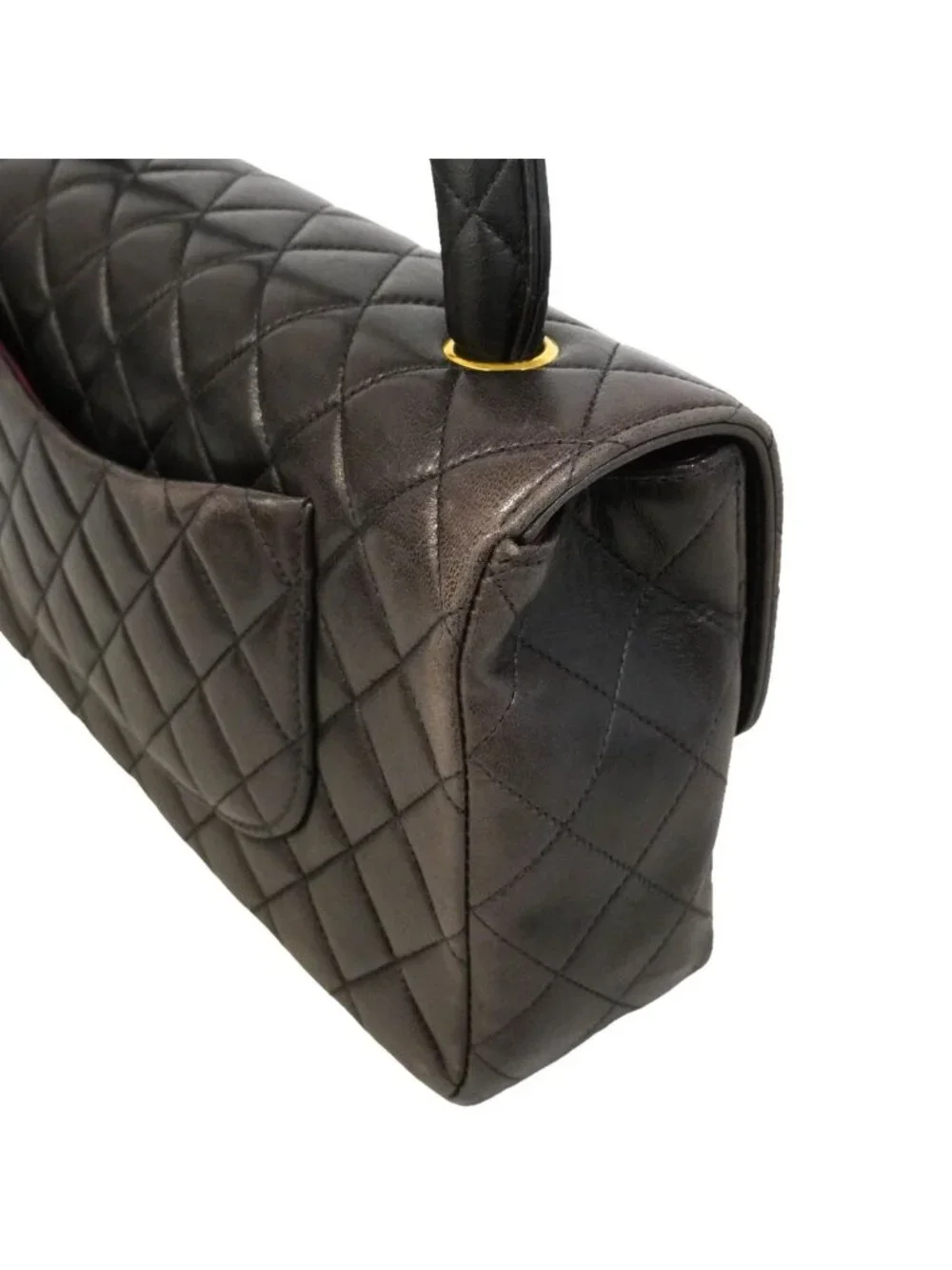 Chanel Handbag Quilted Family Bag Lambskin Black Gold